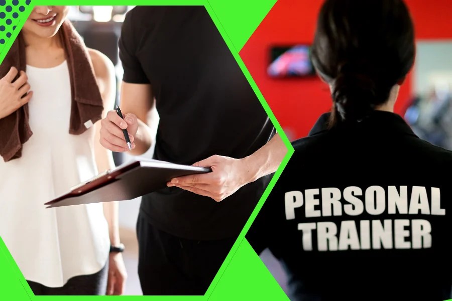 Personal trainer taking client notes during fitness training services in Mt. Prospect.
