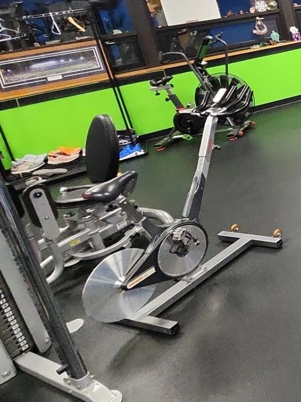 Keiser indoor stationary exercise bike on gym floor in Buffalo Grove.