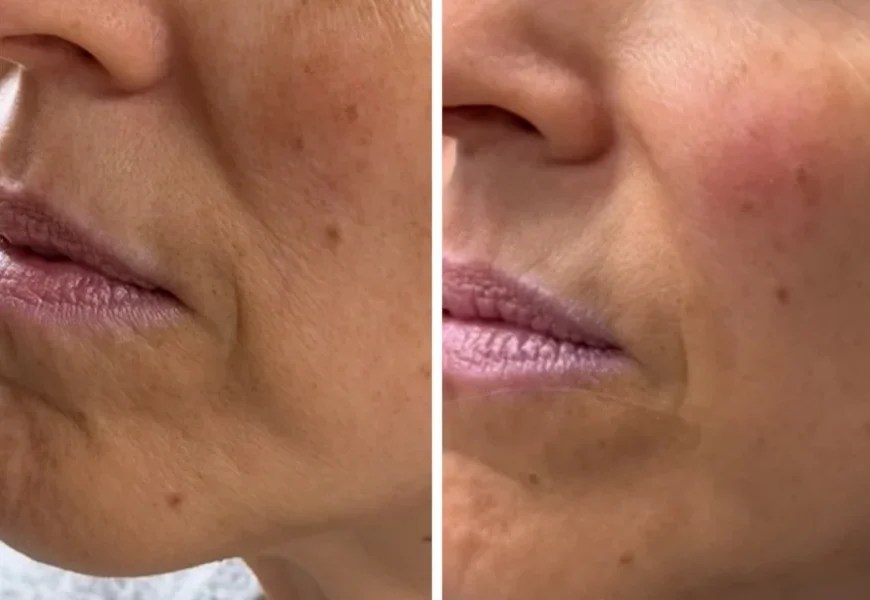 Before and after comparison of facial skin tightening treatment results in Inverness.